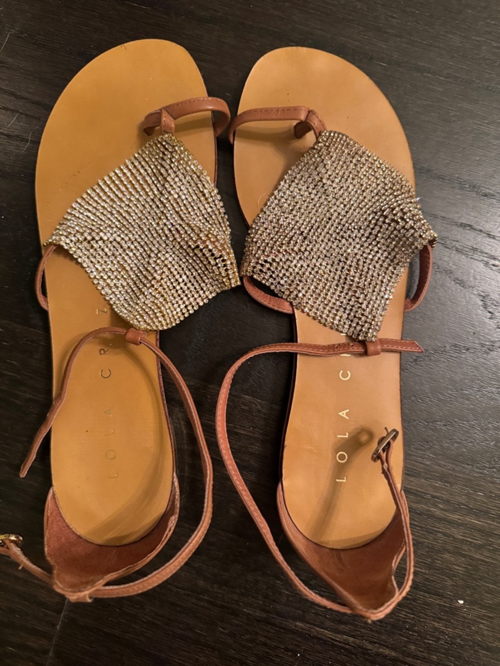 Lola Cruz mesh gold jeweled sandal - Picture 4 of 5